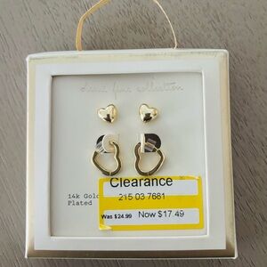 Gold-Plated Heart and Hoop Earrings by [Brand]